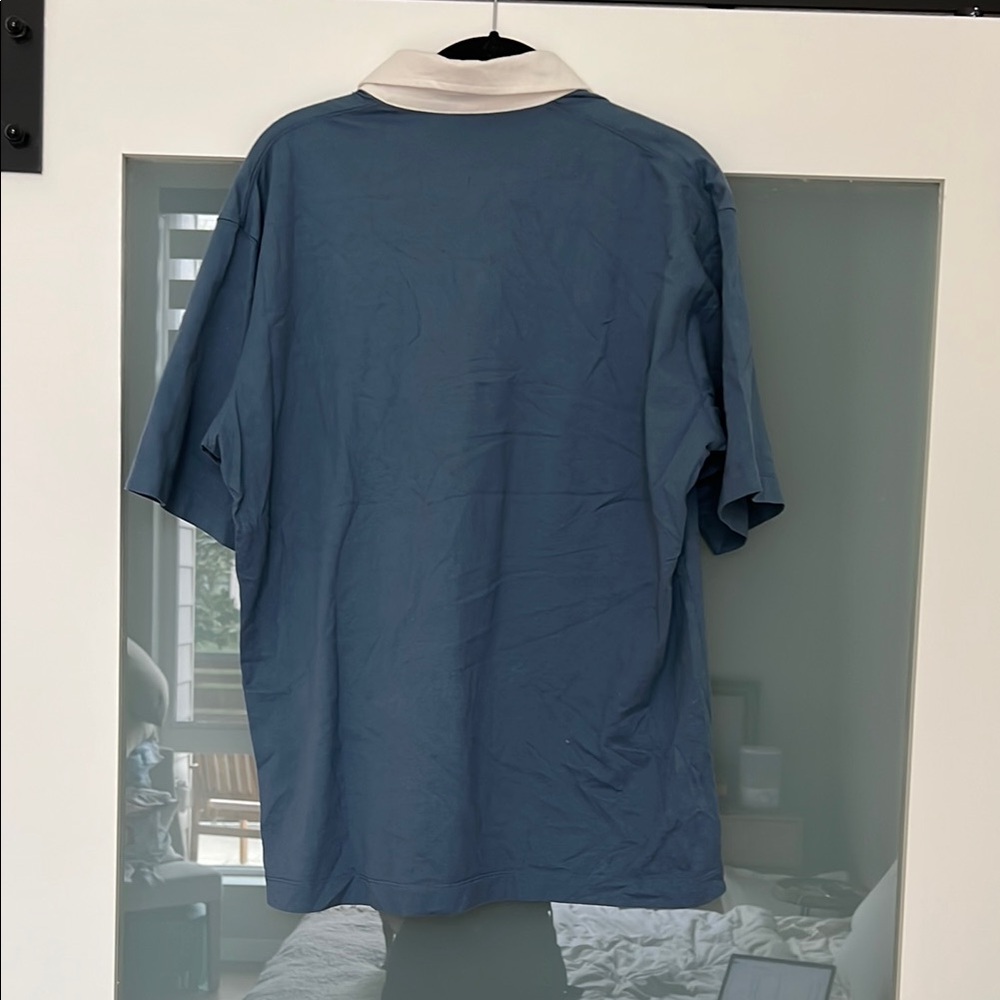 Men's Blue and White Polo Shirt - Picture 4 of 5